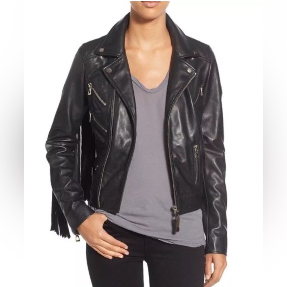 ❌sold❌Rudsak LEXINGTON leather perfecto frange jacket medium